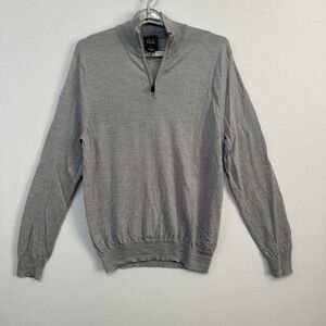 Jos. A. Bank‎ Travelers Collection Men's Grey Sweater XL Merino Wool 1/4 Zip